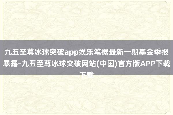 九五至尊冰球突破app娱乐笔据最新一期基金季报暴露-九五至尊冰球突破网站(中国)官方版APP下载