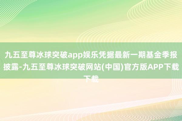 九五至尊冰球突破app娱乐凭据最新一期基金季报披露-九五至尊冰球突破网站(中国)官方版APP下载